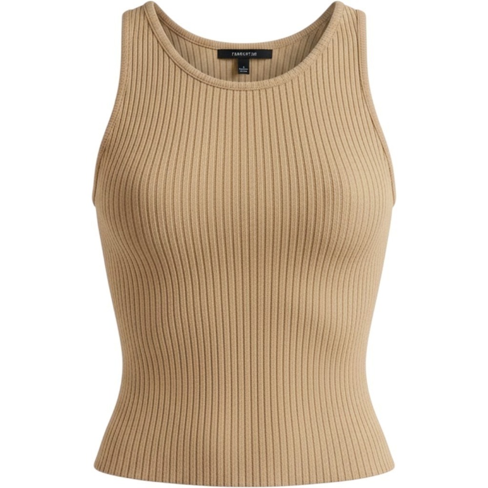 Forever 21 Ribbed Knit Sleeveless Tank Top Camel Tan Crew Neck Small
